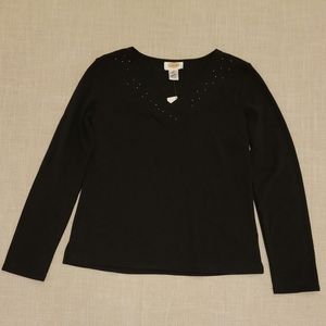 Talbots Rhinestone-Embellished V-Neck Top